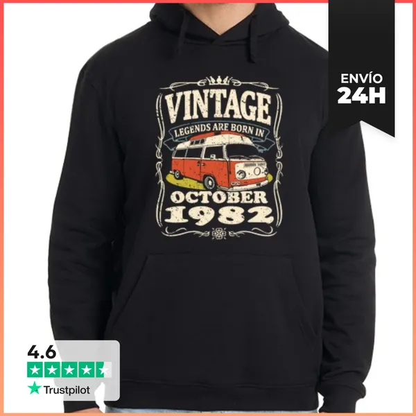 Sudadera Unisex Con Capucha Vintage Octubre 1982 Furgo