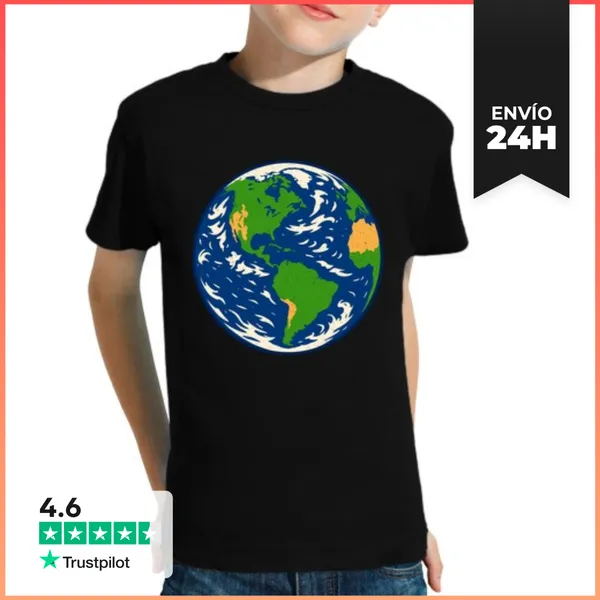 Camiseta Clásica Para Niños Planeta Tierra Mapamundi Vintage