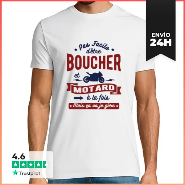 Camiseta Hombre Clásica Carnicero Y Motorista LaTostadora