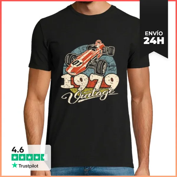 Camiseta Hombre Clásica Coche De Carrera Vintage 1979 LaTostadora