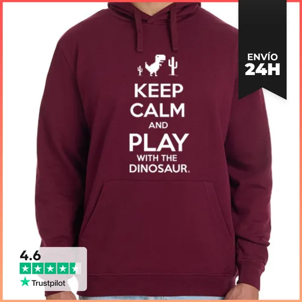 Sudadera Unisex Con Capucha Keep Calm And Play With The Dinosaur