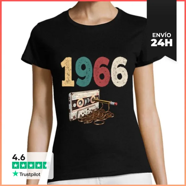 Camiseta Mujer Clásica 1966 Cassette Retro Cumpleaños LaTostadora