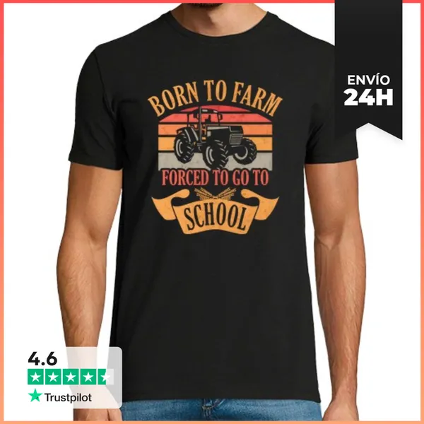 Camiseta Hombre Clásica Nacido En La Granja Obligado A Ir A La