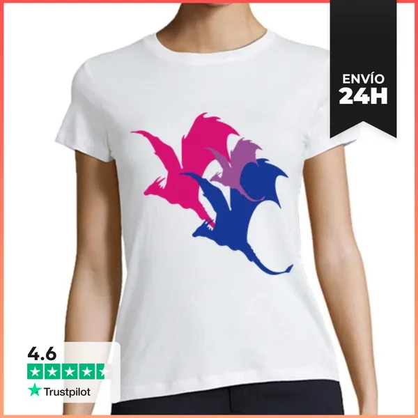 Camiseta Mujer Clásica Dragones Bisexuales Pride LaTostadora
