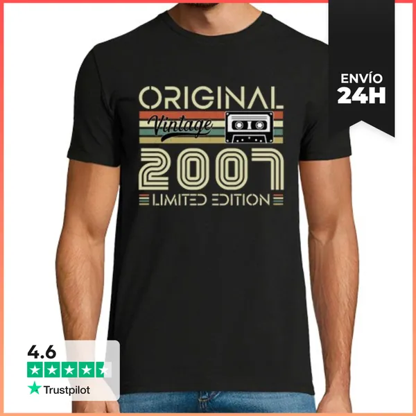 Camiseta Hombre Clásica Camiseta Vintage 2007, Regalo De