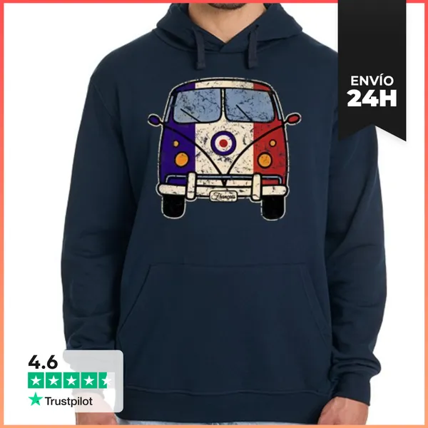 Sudadera Unisex Con Capucha Furgoneta Francesa Vintage