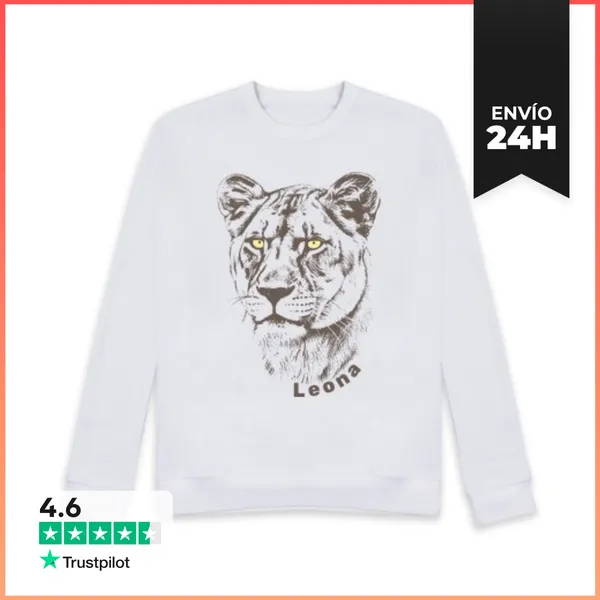 Sudadera Unisex Leona Con Palabra LaTostadora