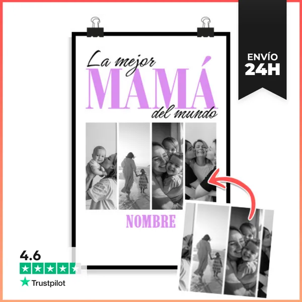 Póster Vertical Poster Para Mamá Con Foto Y Nombre Personalizable