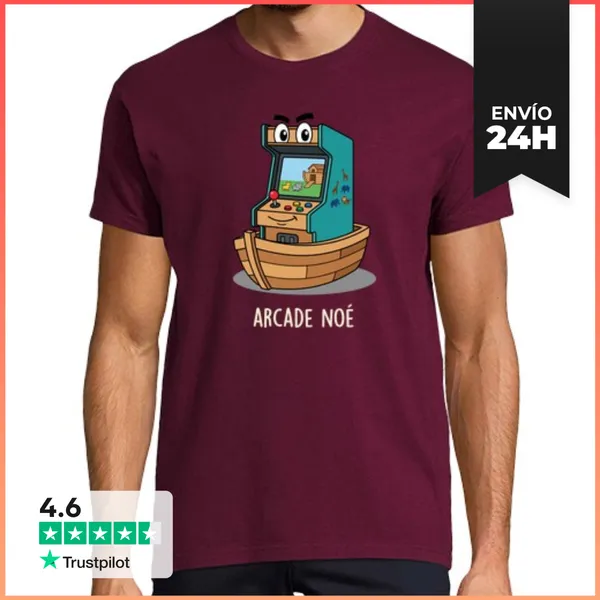 Camiseta Hombre Clásica Arcade Noé Camiseta Divertida Videojuegos