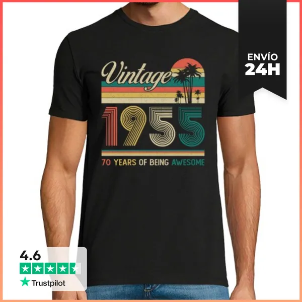 Camiseta Hombre Clásica 70 Cumpleaños 70 Años Vintage 1955