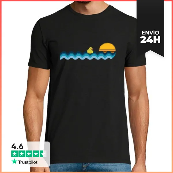 Camiseta Hombre Clásica Pato De Goma Flotando En El Mar Diverti