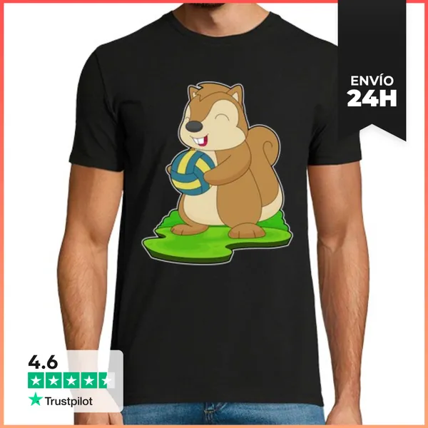 Camiseta Hombre Clásica Jugador De Voleibol Ardilla Voleibol