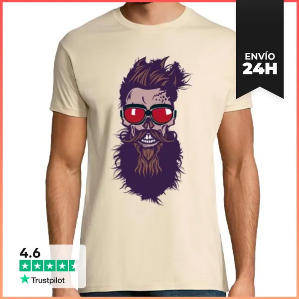 Camiseta Hombre Clásica Cráneo Inconformista Cráneo Cráneo Barb