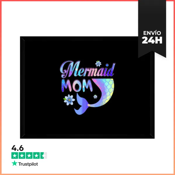 Cuadro Con Marco Horizontal Mamá Sirena Divertida Madre Sirena