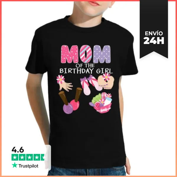 Camiseta Clásica Para Niños Mamá De La Niña De Cumpleaños Fiesta