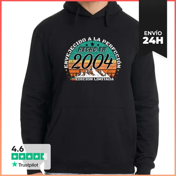 Sudadera Unisex Con Capucha Hecho En 2004 Envejecido A La
