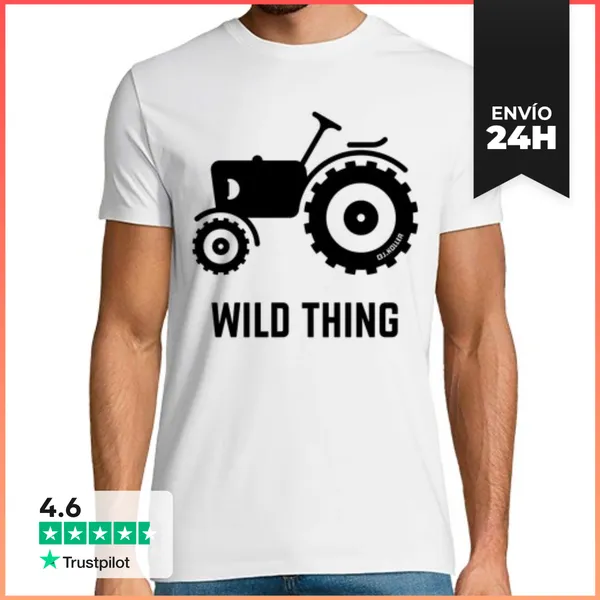 Camiseta Hombre Clásica Cosa Salvaje - Tractor - Granjero - Negro