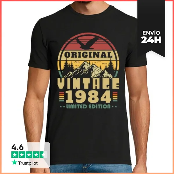 Camiseta Hombre Clásica 1984 Vintage Retro Regalo Cumpleaños