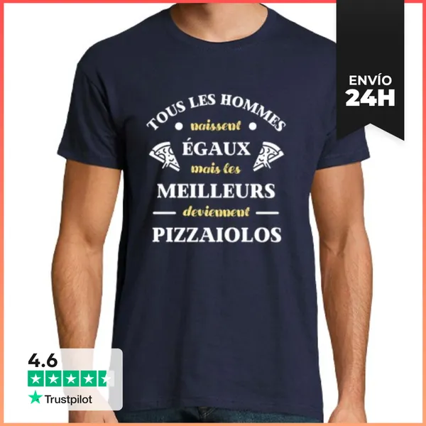 Camiseta Hombre Clásica Hombres Iguales Pizzaiolo Humor Pizza