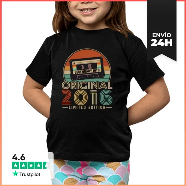 Camiseta Clásica Para Niños 10 Años 2016 Vintage Cumpleaños Retro