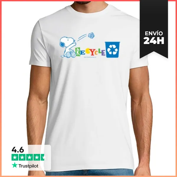 Camiseta Hombre Clásica Snoopy Recycle Colores LaTostadora
