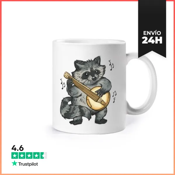 Taza Mapache Que Toca El Banjo, Antaño, Personalizable, Taza,