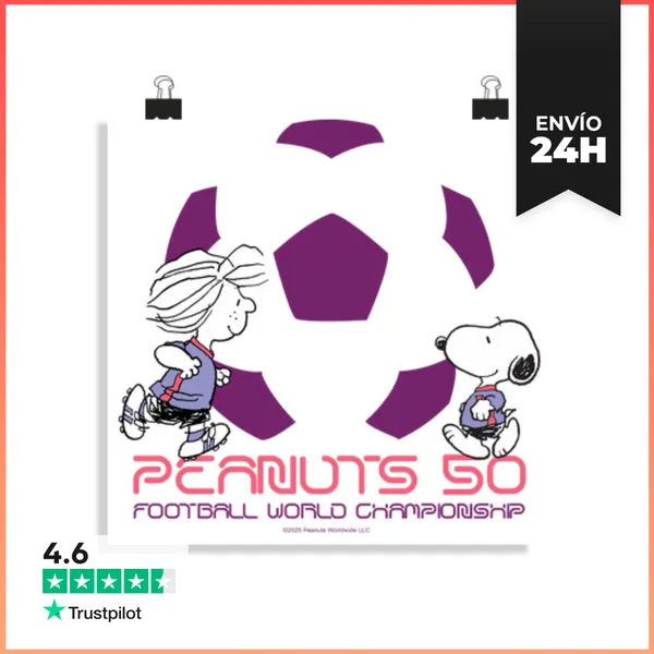 Póster Cuadrado Peanuts 50 Purple World Championship LaTostadora