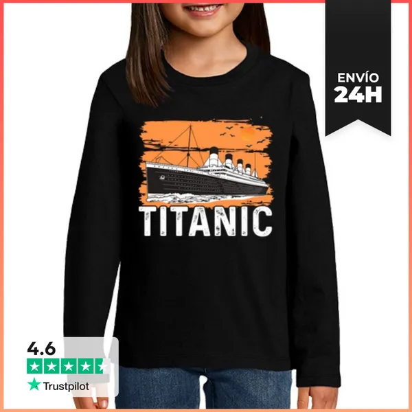 Camiseta Manga Larga Para Niños Velero Genial Titánico