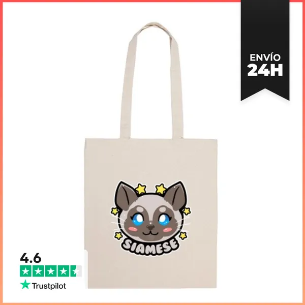 Bolsa De Tela Cara Del Gato Siamés De Kawaii Chibi - La Bolsa De
