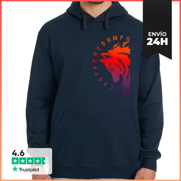 Sudadera Unisex Con Capucha Fenrir Vikingo LaTostadora