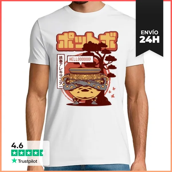 Camiseta Hombre Clásica Warrior Jar Japanese Landscape
