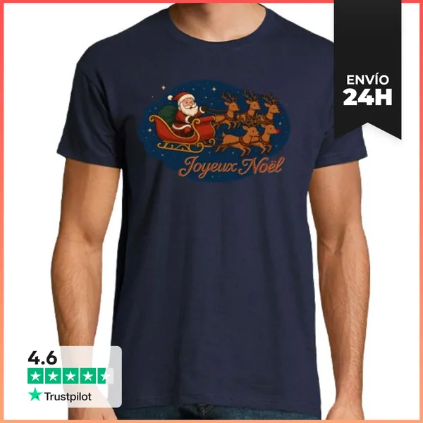 Camiseta Hombre Clásica Papá Navidad Y Trineo LaTostadora