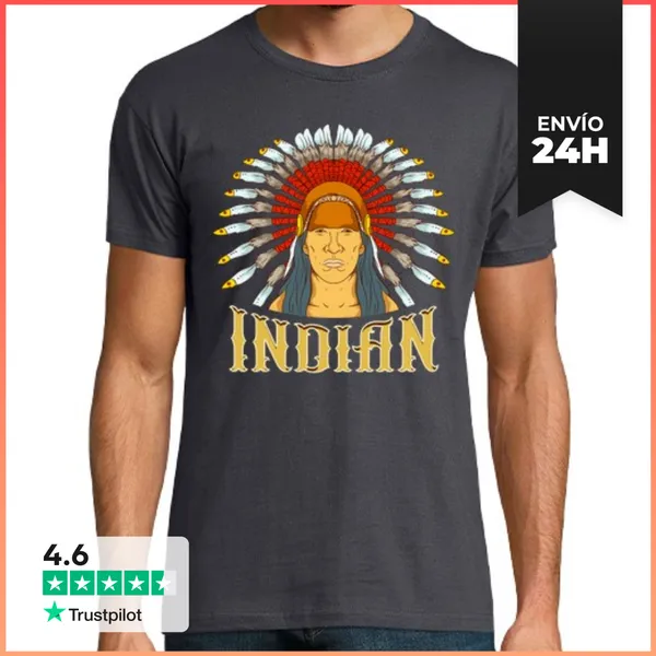 Camiseta Hombre Clásica Jefe Indio Nativo Americano Indian