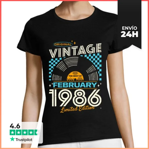 Camiseta Mujer Clásica Vintage February 1986 LaTostadora