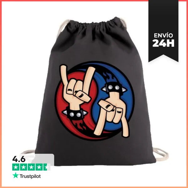 Mochila Saco Con Cuerdas Cuernos Del Diablo Rock And Roll Yin Ya