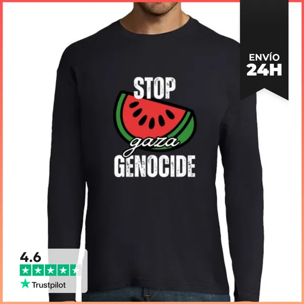 Camiseta Hombre Manga Larga Parad El Genocidio En Gaza