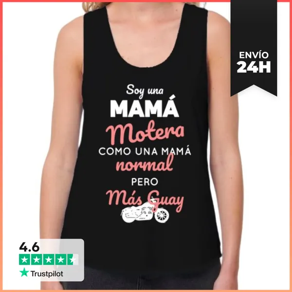 Camiseta Mujer Sin Mangas, Loose Fit Mamá Motera Más Guay
