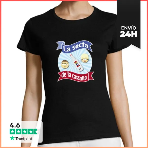 Camiseta Mujer Clásica Mujer, Manga Corta, Negra, Calidad Premium