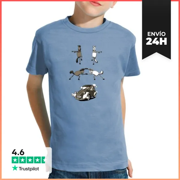 Camiseta Clásica Para Niños Fusión 2 Caballos LaTostadora