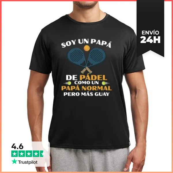 Camiseta Deportiva Hombre Papá De Pádel Divertido Padel Regalo