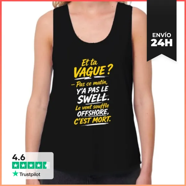 Camiseta Mujer Sin Mangas, Loose Fit El Viento Sopla Mar Adentro