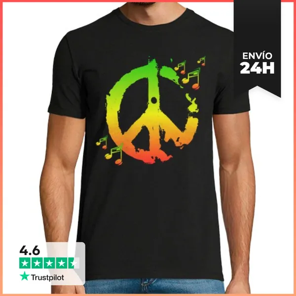 Camiseta Hombre Clásica Símbolo De Paz Rasta LaTostadora