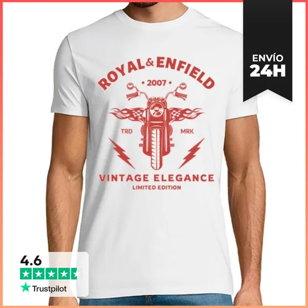 Camiseta Hombre Clásica Royal Enfield 2007 Vintage Elegance -