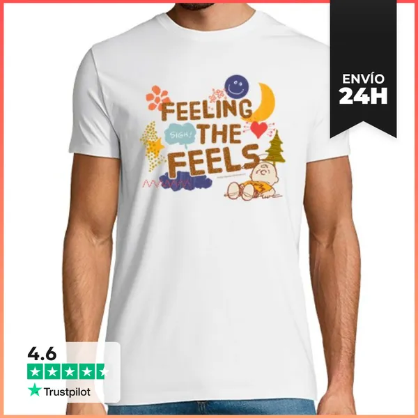 Camiseta Hombre Clásica Feeling The Feels Charlie Brown