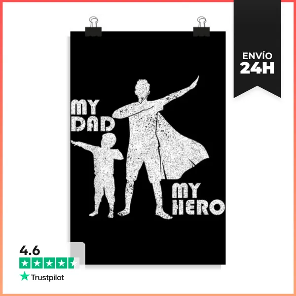 Póster Vertical Mi Papá Mi Héroe Día Del Padre Para El Mejor Papá