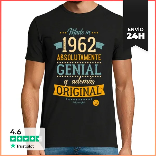 Camiseta Hombre Clásica Made In 1962 Absolutamente Genial