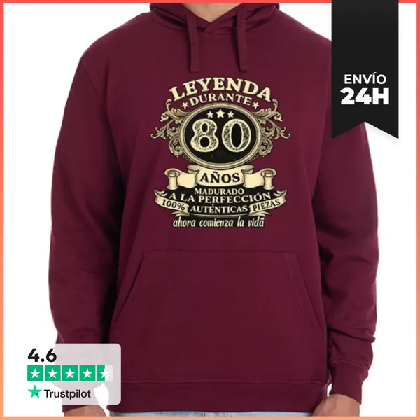 Sudadera Unisex Con Capucha Leyenda Durante 80 Años Madurado A La