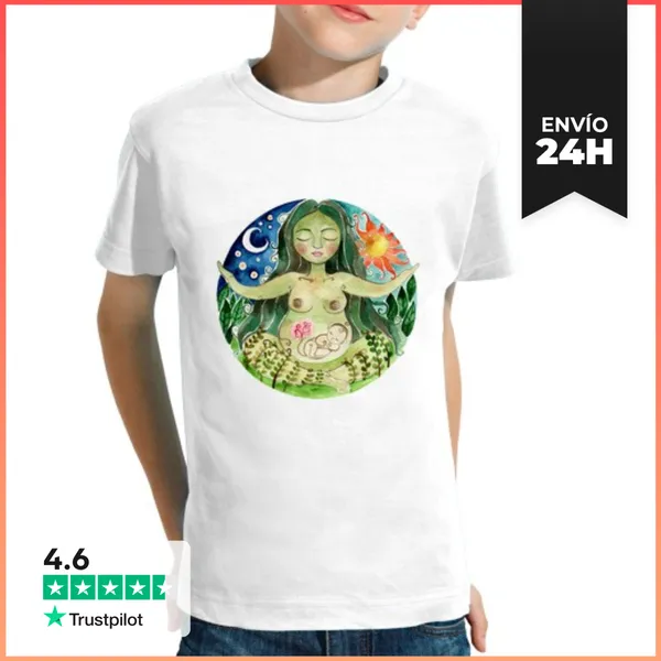 Camiseta Clásica Para Niños Mamá Tierra Infantil Manga Corta