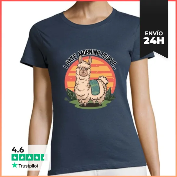 Camiseta Mujer Clásica Odio A La Gente Por Las Mañanas