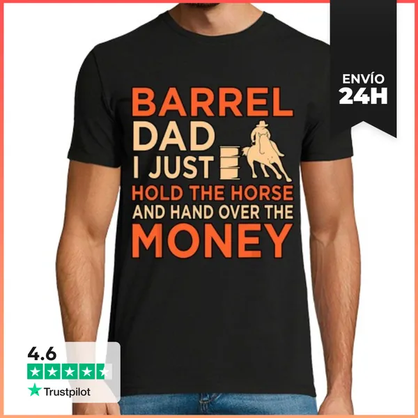 Camiseta Hombre Clásica Papá De Carreras De Barriles Jinete De
